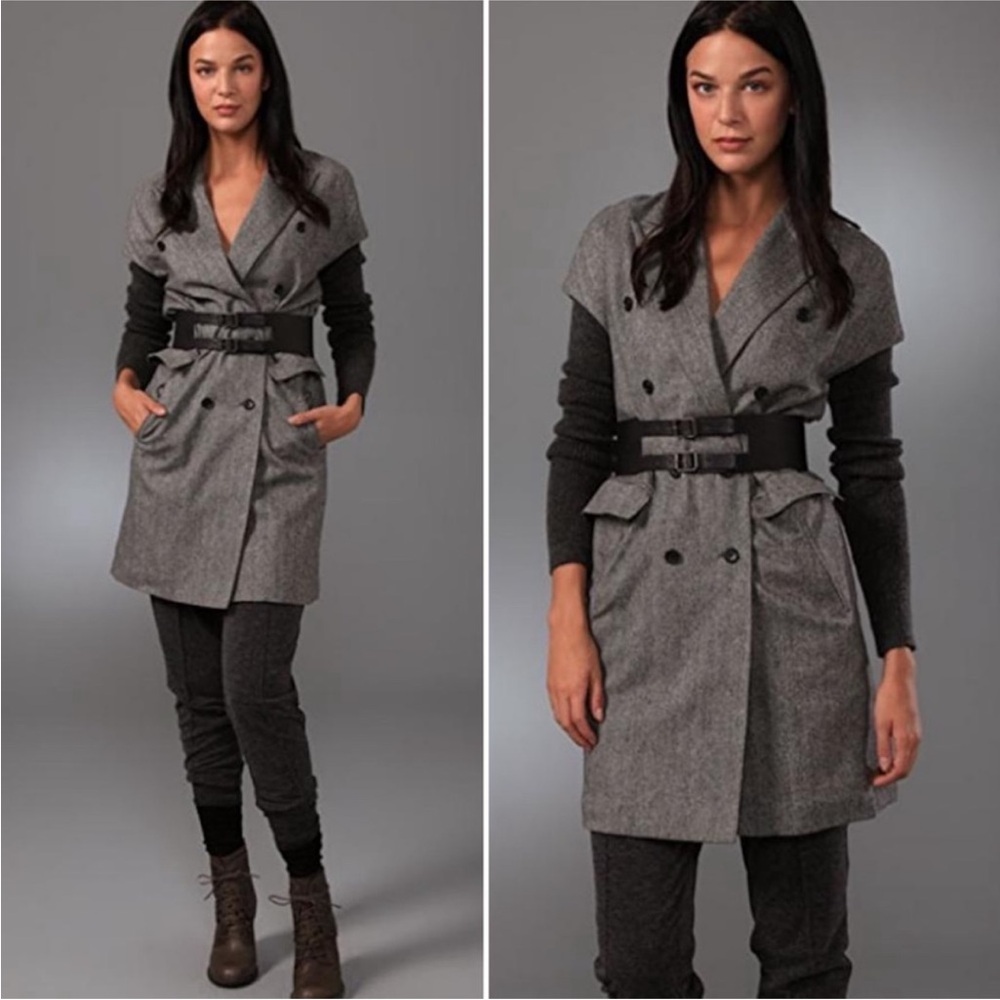 Elizabeth and James herringbone wool blend double breasted coat/dress size 4